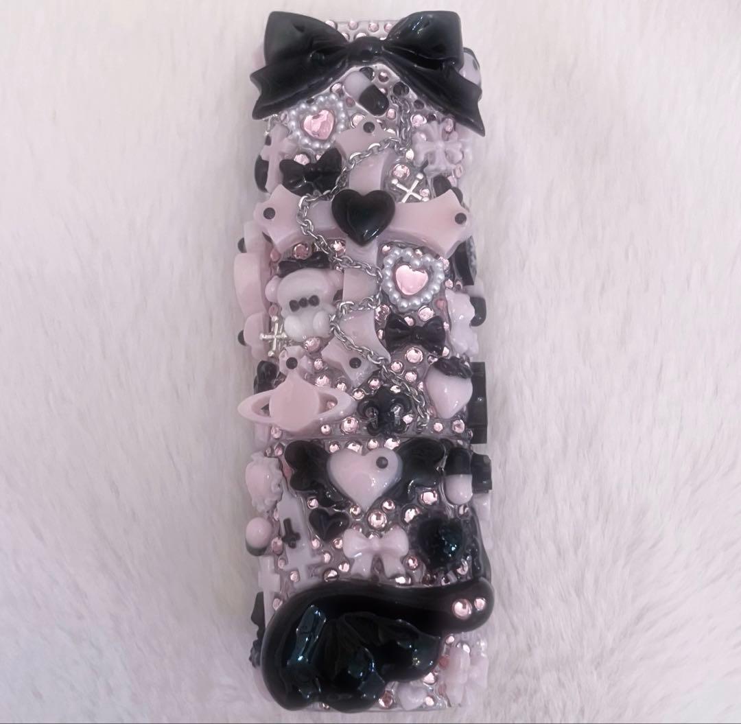 現品iQOS イルマワンデコケースハンドメイド量産型地雷系 ピンク黒