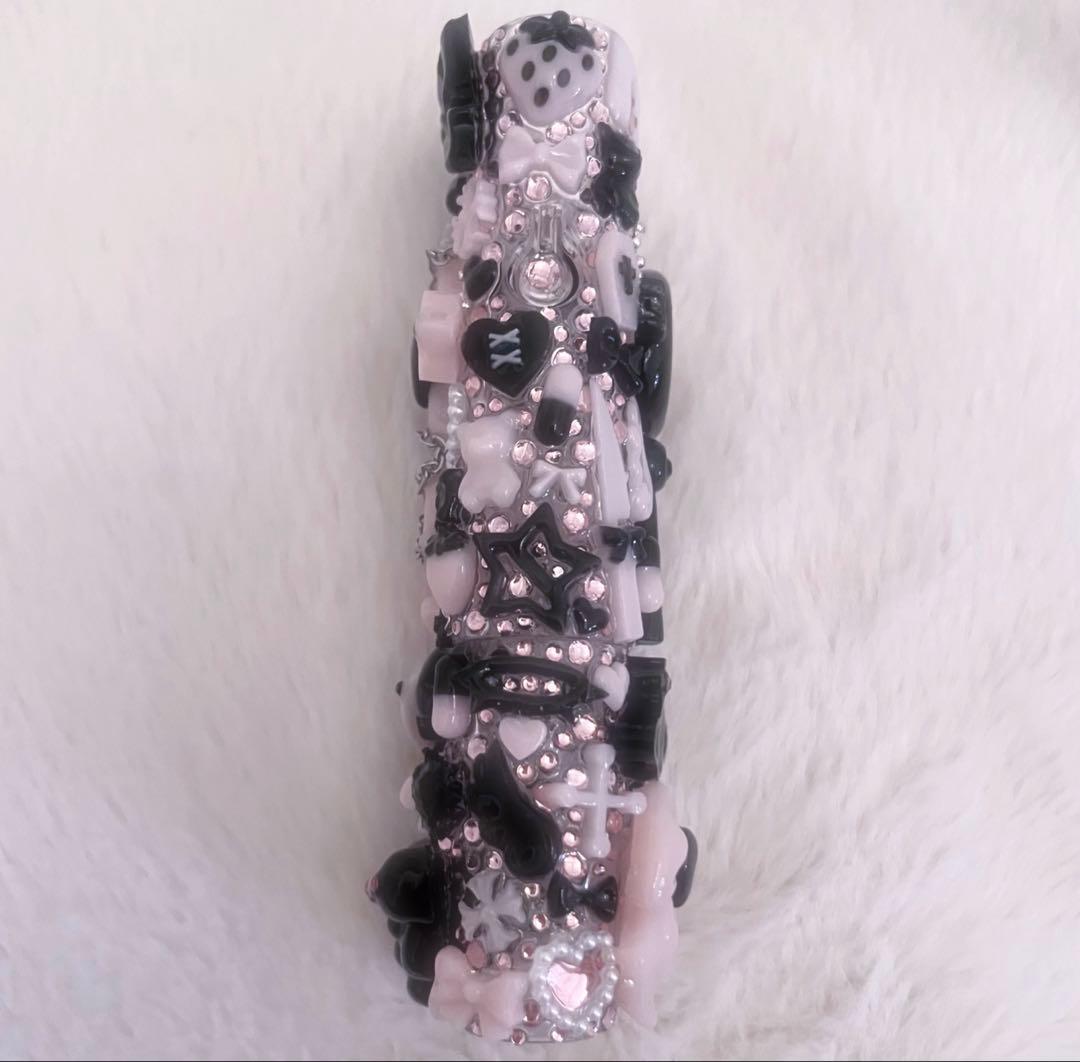 現品iQOS イルマワンデコケースハンドメイド量産型地雷系 ピンク黒