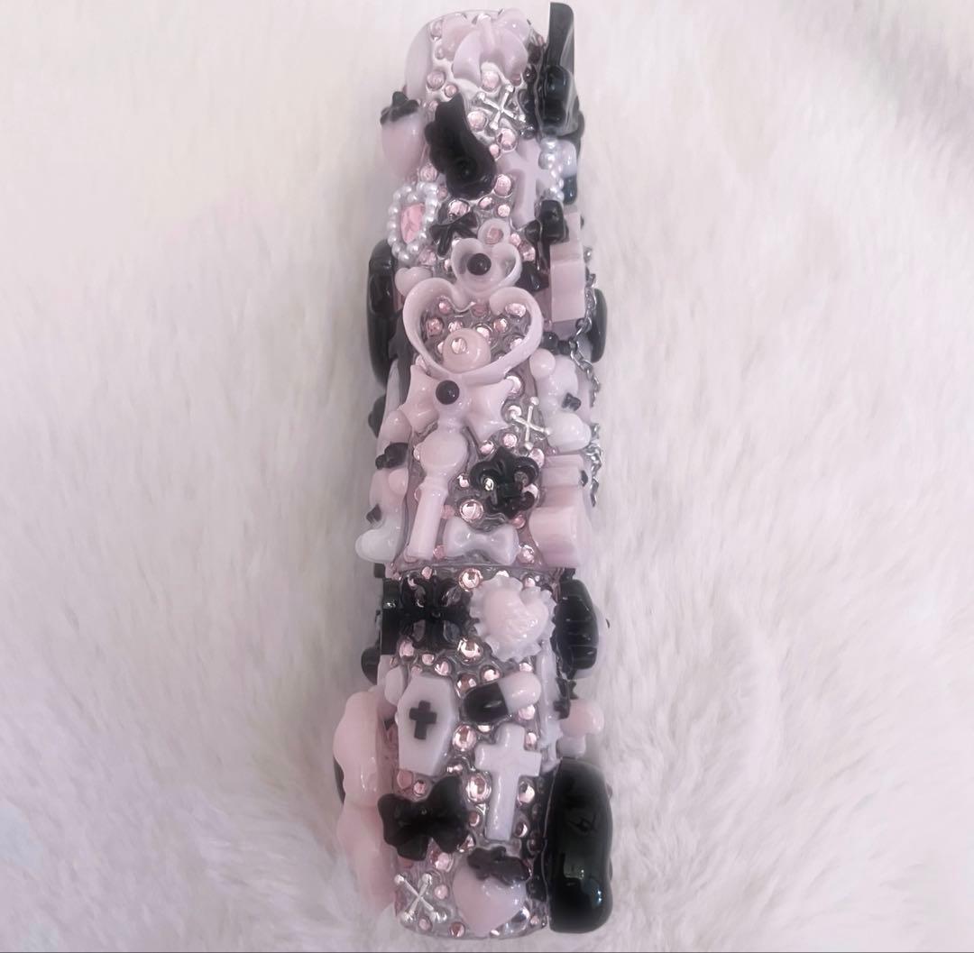 現品iQOS イルマワンデコケースハンドメイド量産型地雷系 ピンク黒