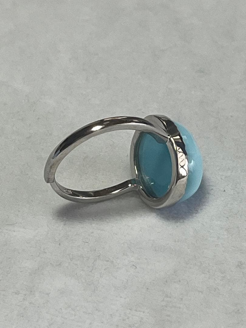 【高品質・やや大きめ】ラリマーリング （15.6×13.5mm）鑑別書付き