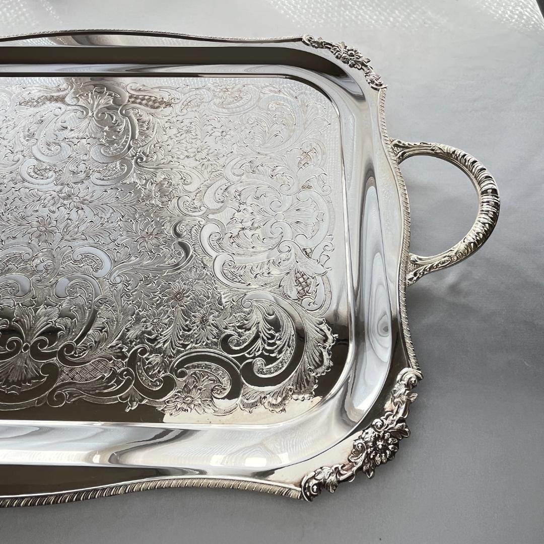 【Viners】 ギャラリートレー 56cm 【シルバープレート】ハンドル 大型