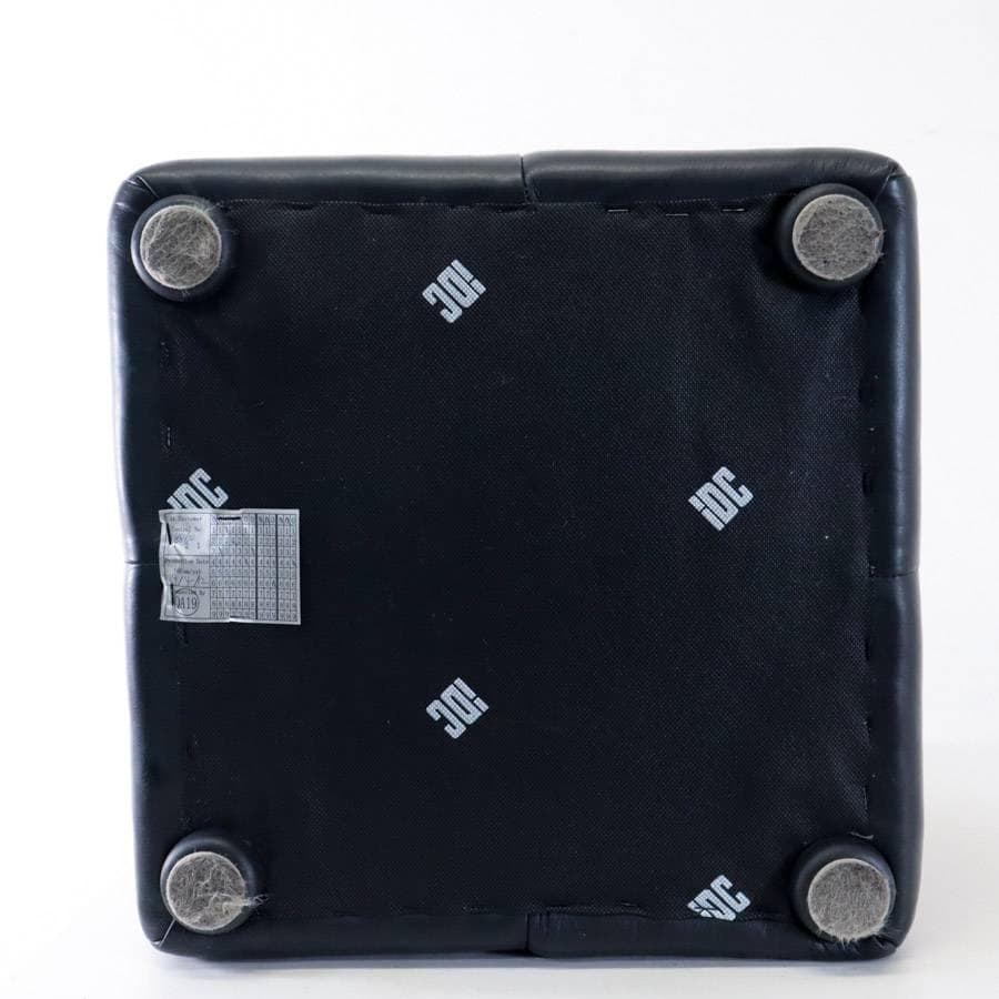 値下げIDC大塚家具 総本革 レザー張り スクエアスツール オットマン ブラック