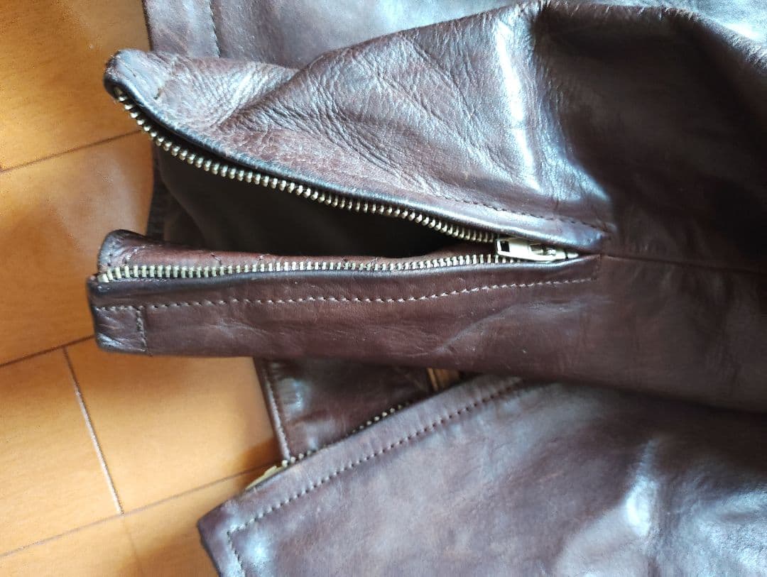 HAROLD'S GEAR ブラウンレザーシングルライダースジャケット M