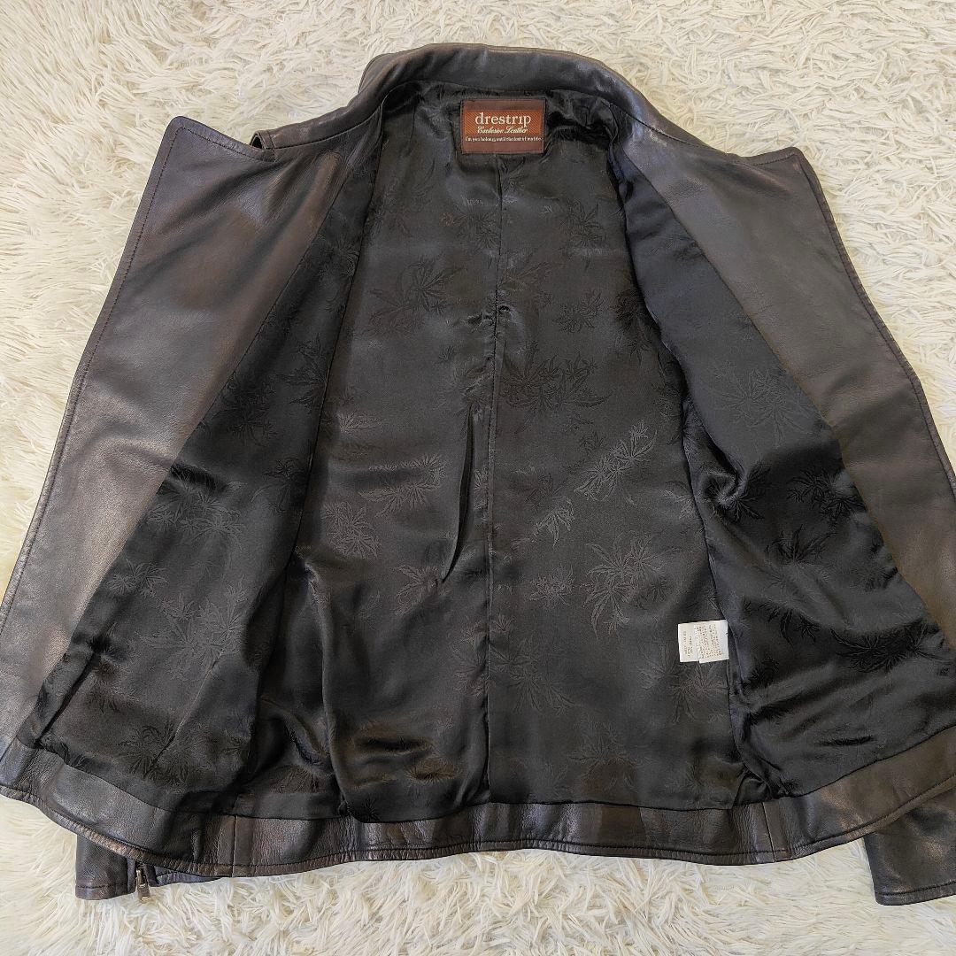 美品　drestripレザージャケット　ダブルライダース　裏地総柄　S
