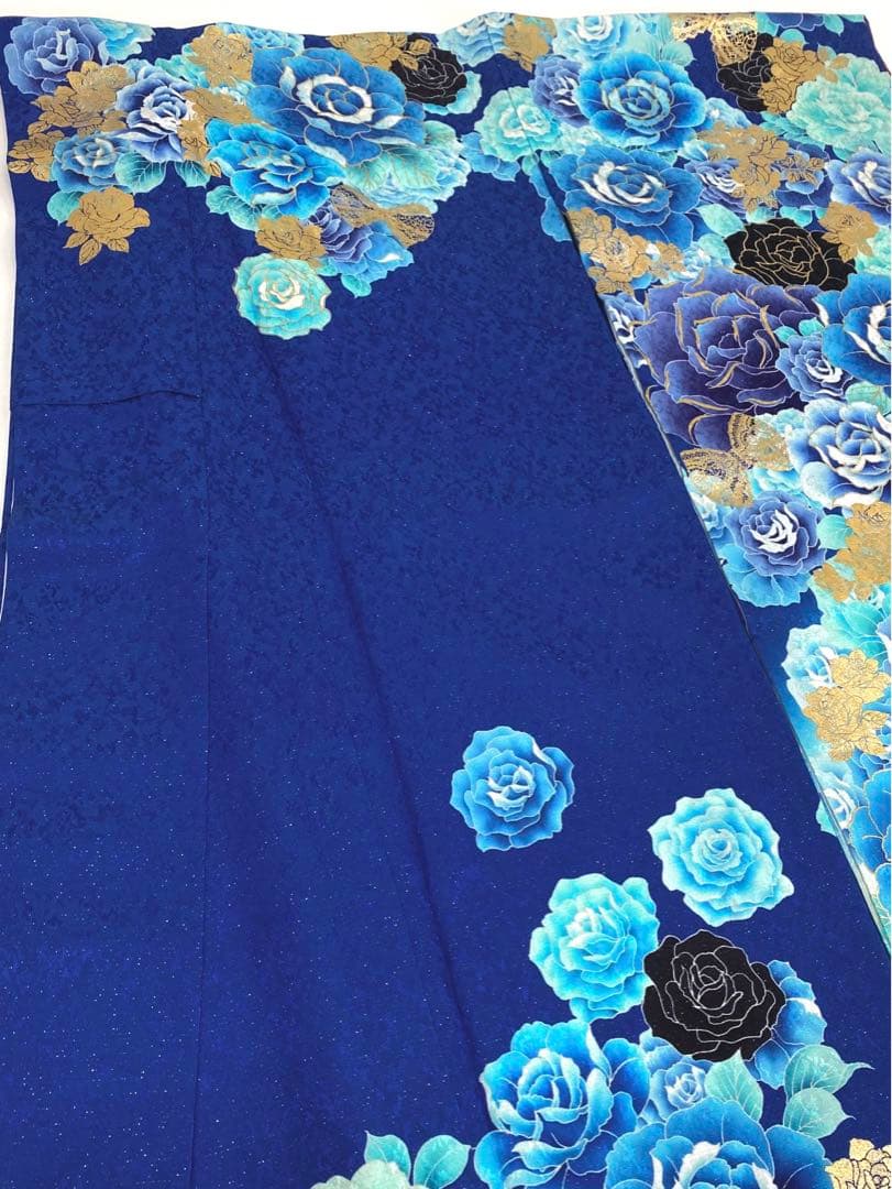 振袖 豪華 銀通し 刺繍 金彩 紋意匠 薔薇 身丈170cm 撥水加工済