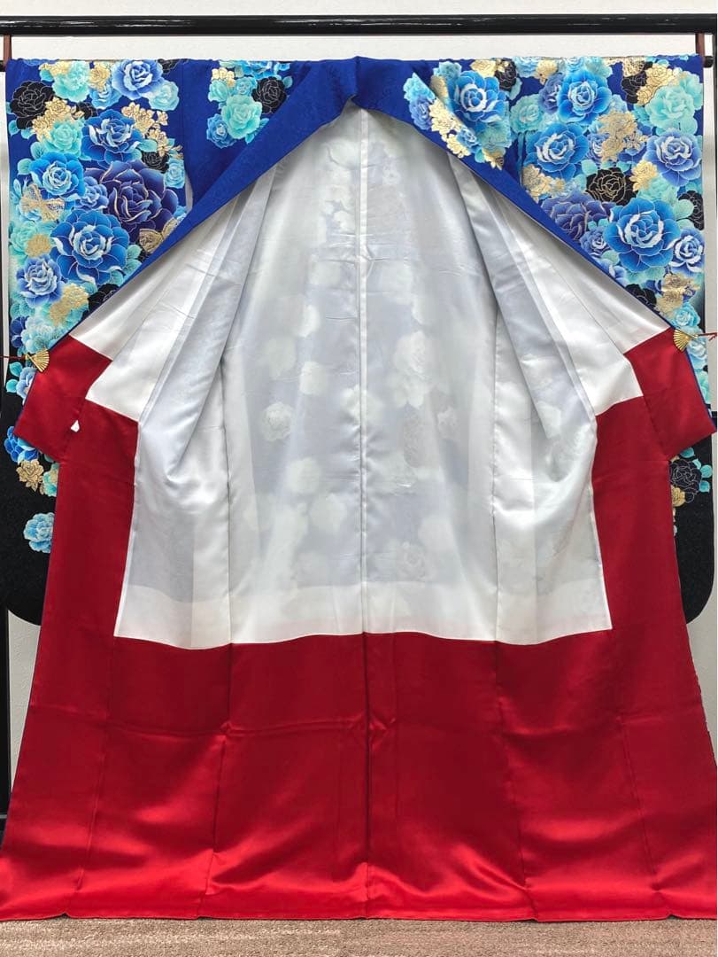 振袖 豪華 銀通し 刺繍 金彩 紋意匠 薔薇 身丈170cm 撥水加工済