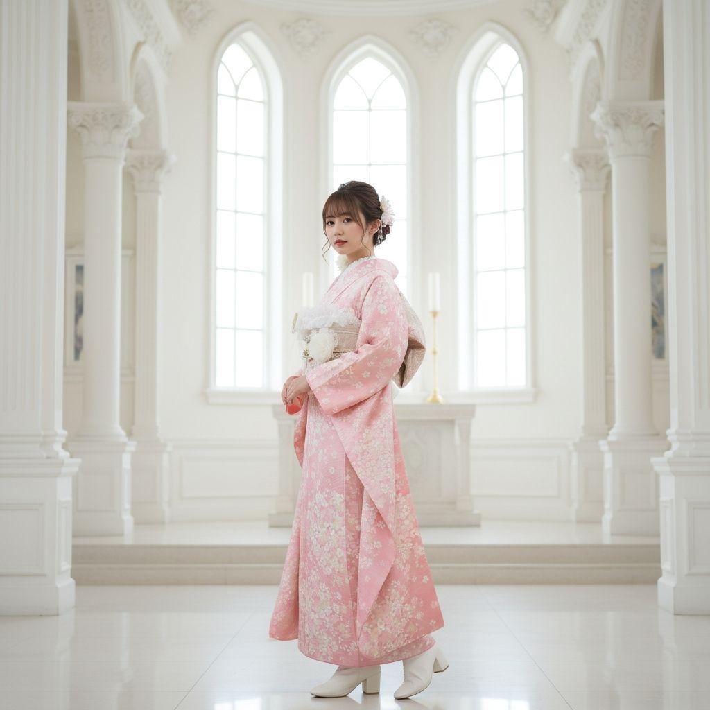 振袖フルセット(11点)・成人式・くすみ・桜・ピンク・胴裏正絹・逸品