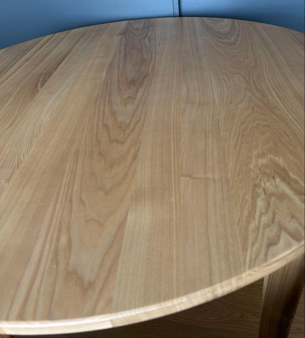 【美品】タモ無垢材 ラウンドテーブル