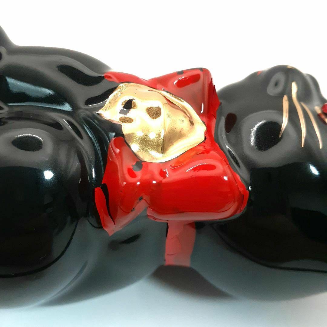 95 東海銀行ノベルティ 陶器製 リボン猫 貯金箱 2体セット 白黒 非売品