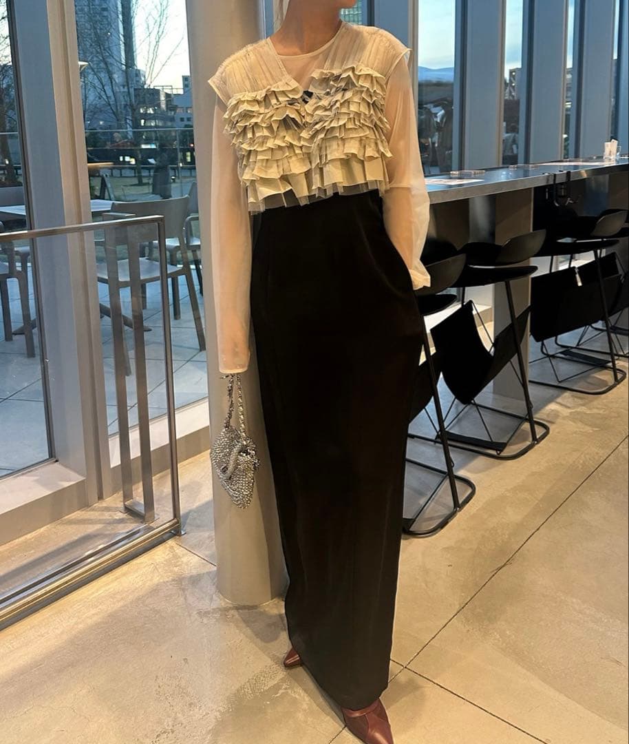 ANDRESD タフタチュールベストセットドレス　s