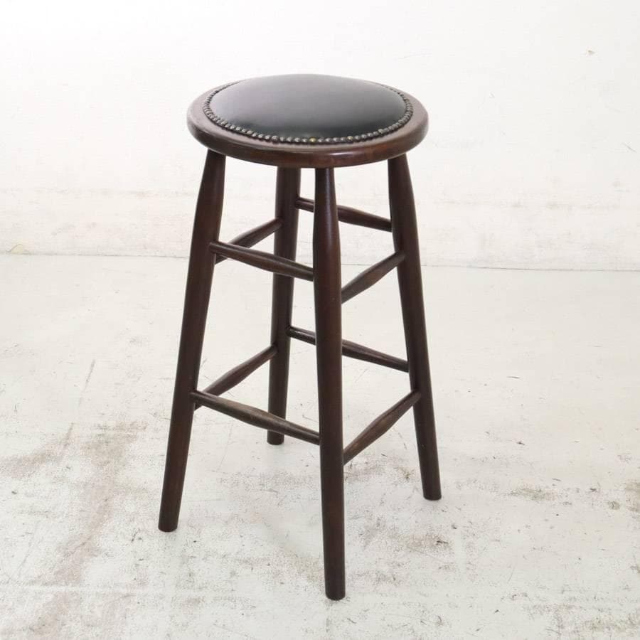 6脚まとめ買い1 ルーマニア製 ハイスツール ビーチ材 ブラック PVCレザー