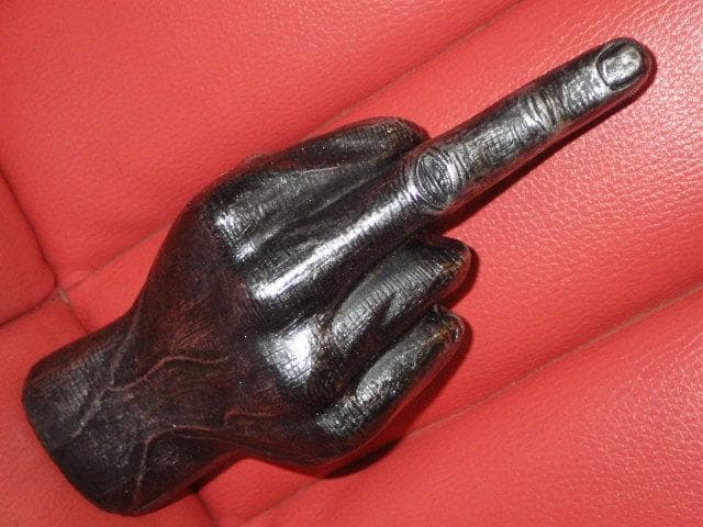 ファックサイン★置物★銀黒★27★ミドルフィンガー★Fuck★雑貨★インテリア