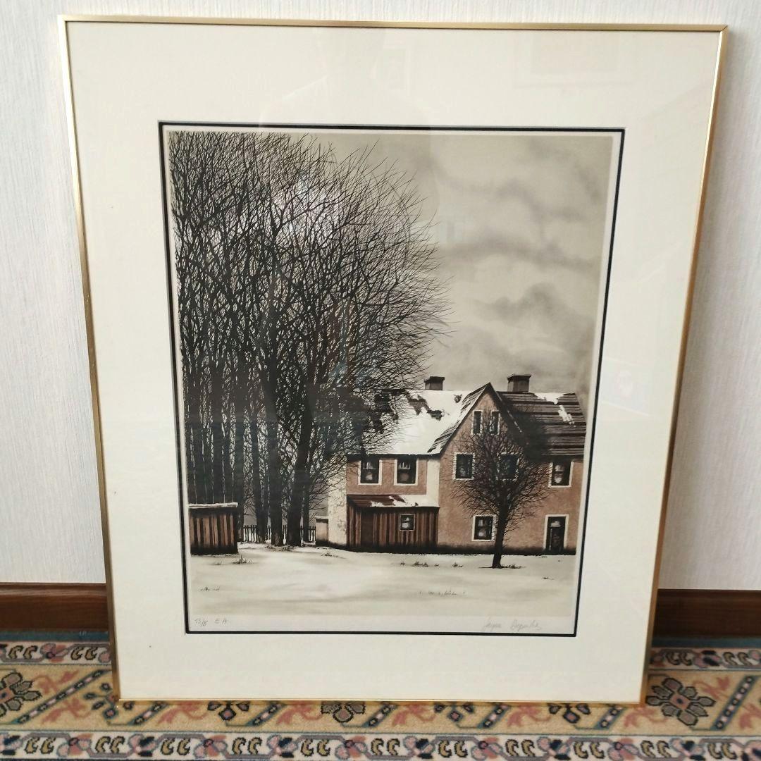 [真作] ジャック・デぺルト リトグラフ/ 雪の朝 /幅69cm 、高83cm