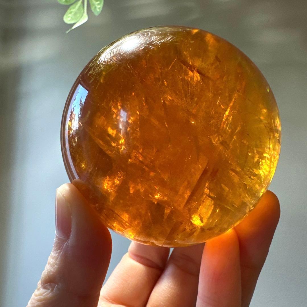 高品質　カルサイト　ゴールデンカルサイト　スフィア　琥珀　6.6 虹　ハニー