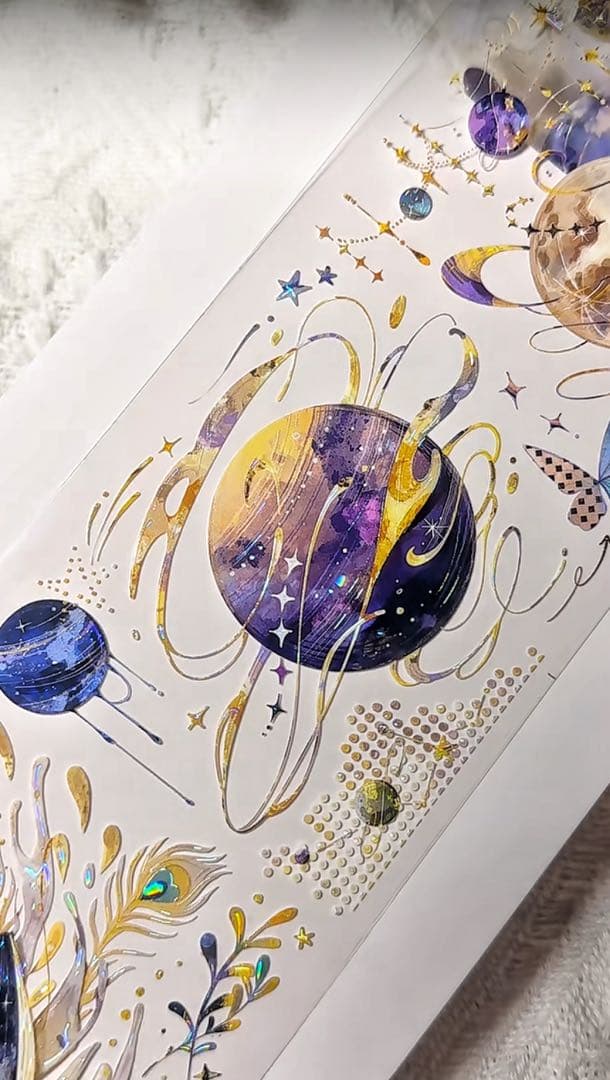 【8648】海外　マステ　3/5/巻売り　貝殻光マスキングテープ　星