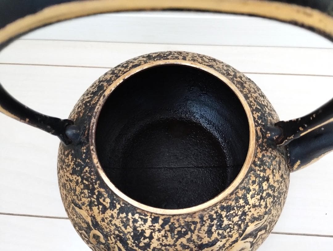 南部鉄器 鉄瓶　美濃華林作 南部岩鋳 純金着