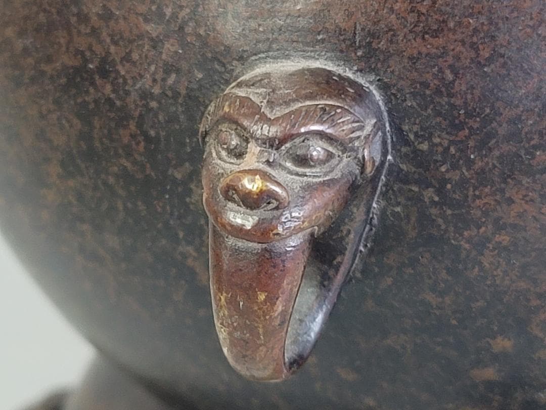 煎茶 古銅 鬼面 涼炉