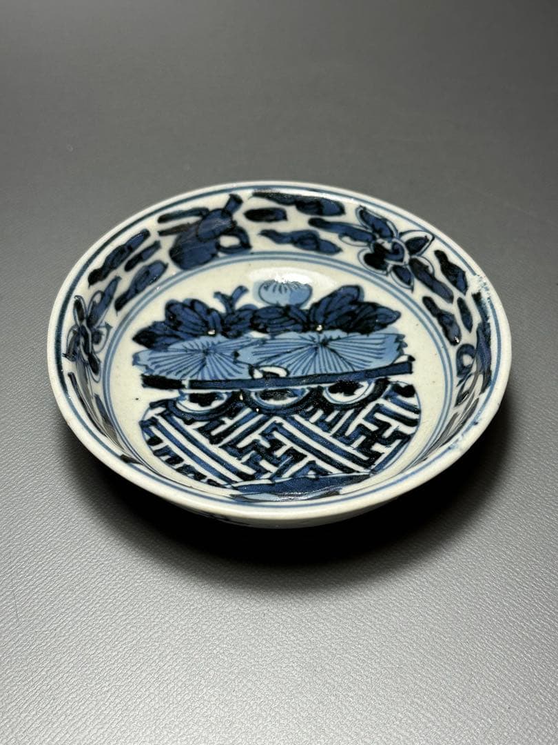 古伊万里　花籠紋様　小皿　豆皿　5枚セット　染付