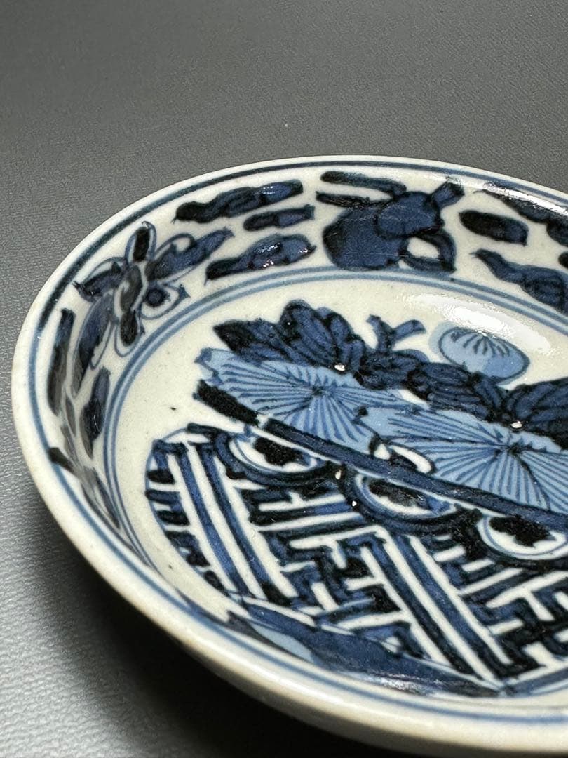 古伊万里　花籠紋様　小皿　豆皿　5枚セット　染付