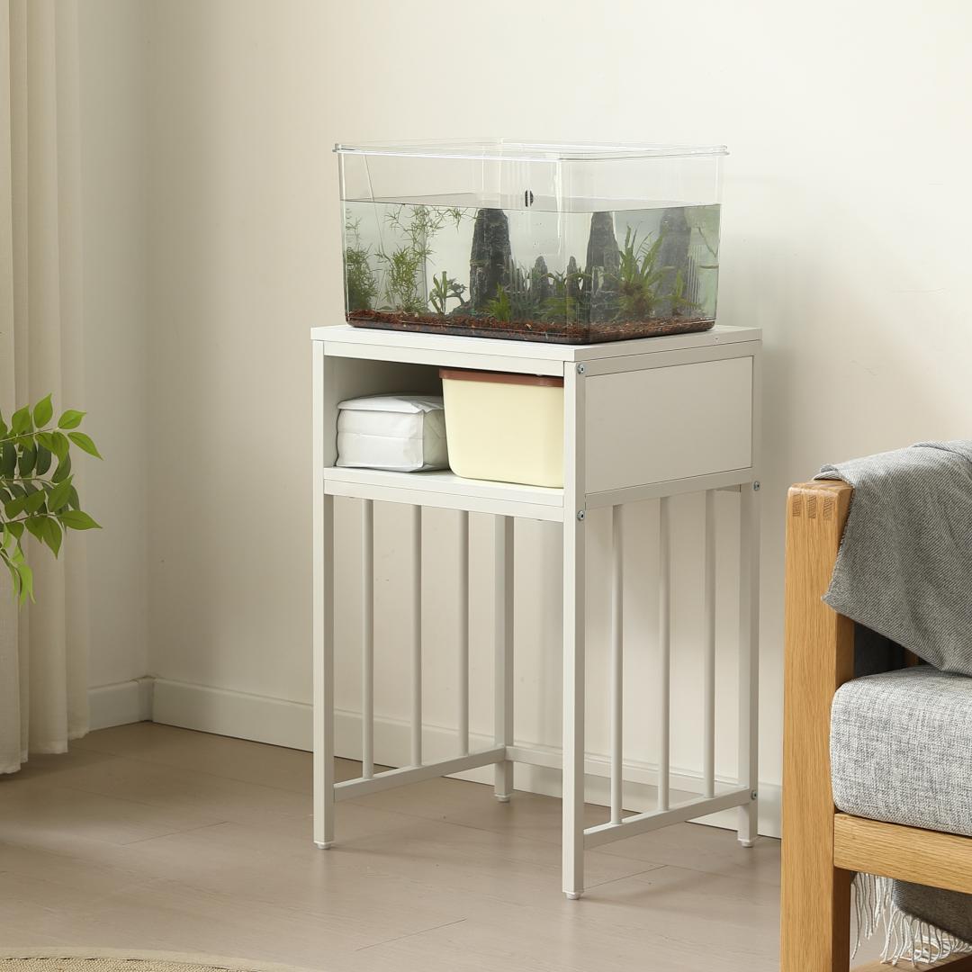 超人気!二段 幅45cmスチール 頑丈 アジャスター付 水槽 White