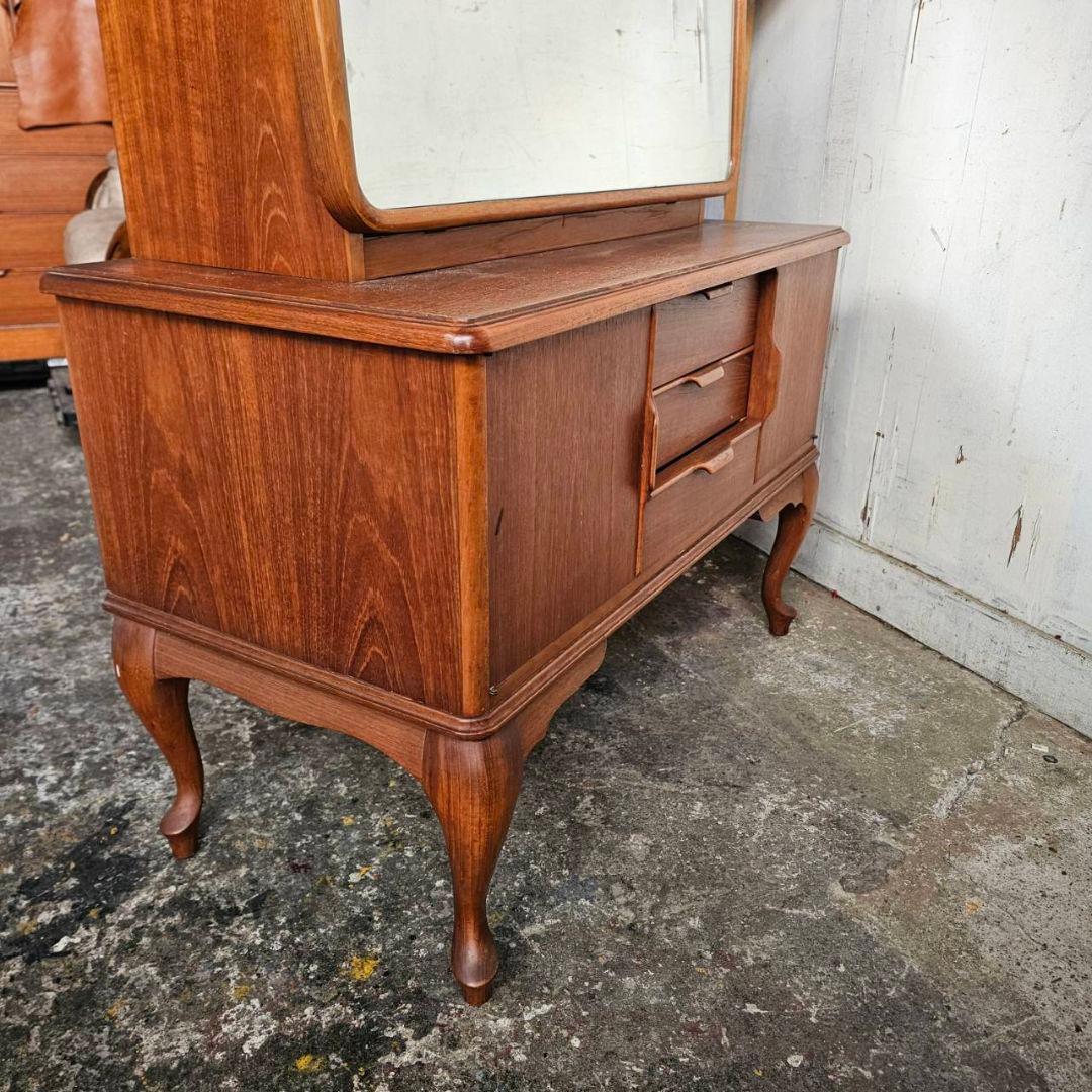 木製 ライティングビューロー ドレッサー 猫脚 鏡台 北欧調デザイン