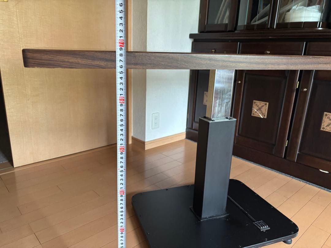 昇降式　リフトテーブル　ダークブラウン