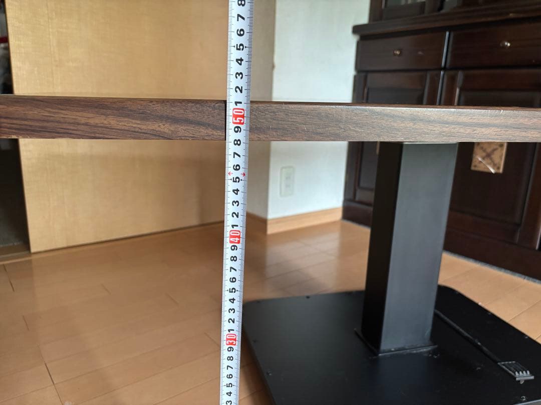 昇降式　リフトテーブル　ダークブラウン