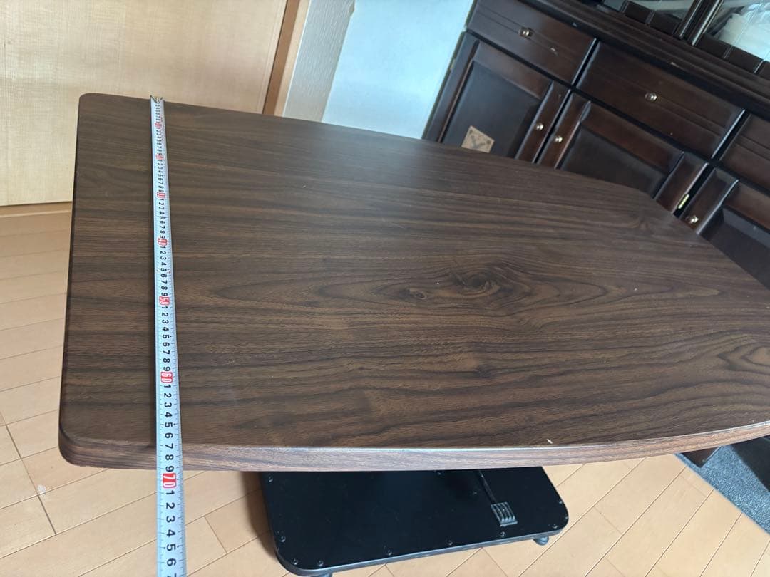 昇降式　リフトテーブル　ダークブラウン