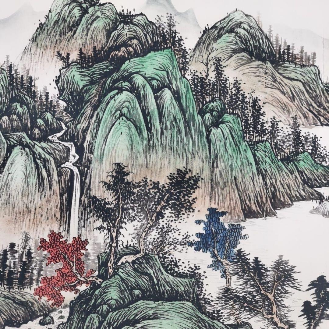 董其昌 錦繍江山 山水図 中国絵画 長巻 掛け軸 巻物 和室・床の間・玄関