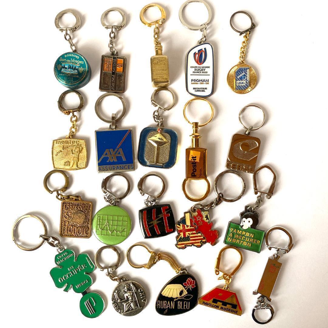 100個！フランス ヴィンテージ キーホルダー 金属製 メタル まとめ D10