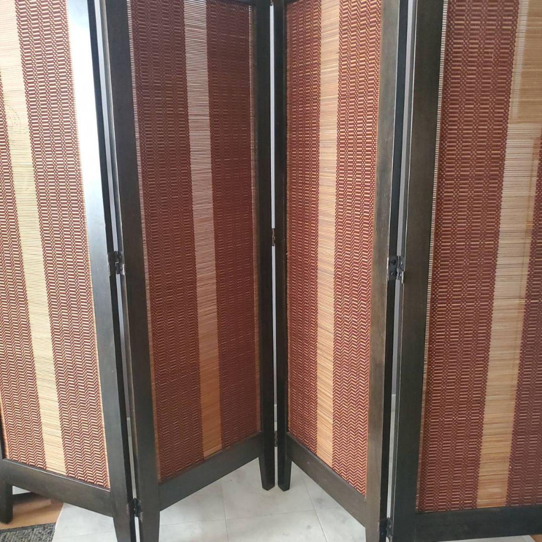 アジアン　和風　4連スクリーン　パーテーション　衝立　間仕切り