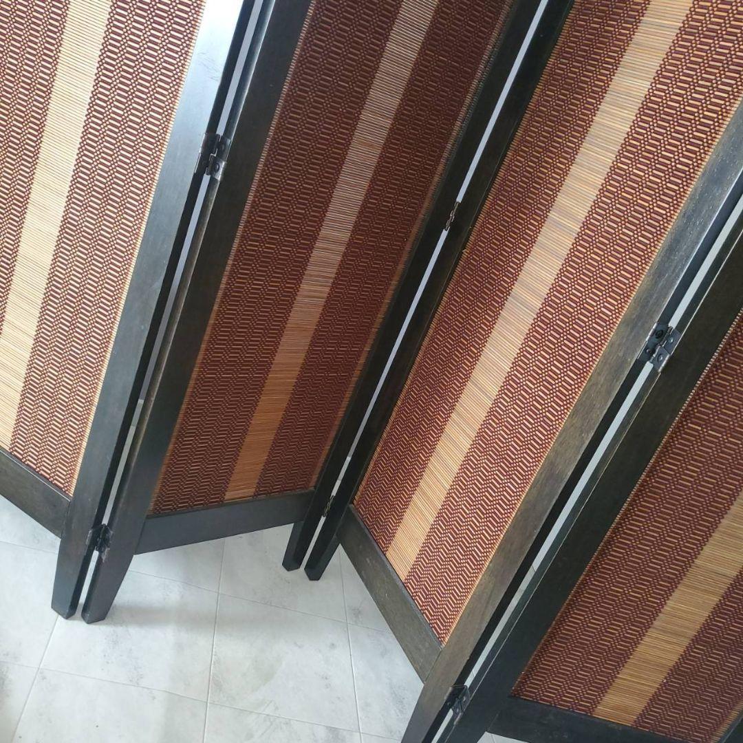 アジアン　和風　4連スクリーン　パーテーション　衝立　間仕切り