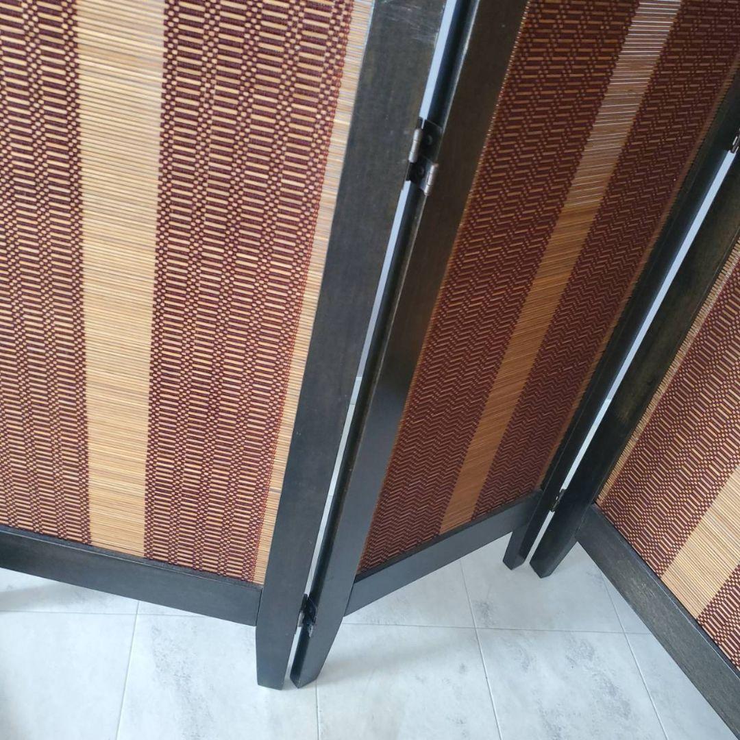 アジアン　和風　4連スクリーン　パーテーション　衝立　間仕切り