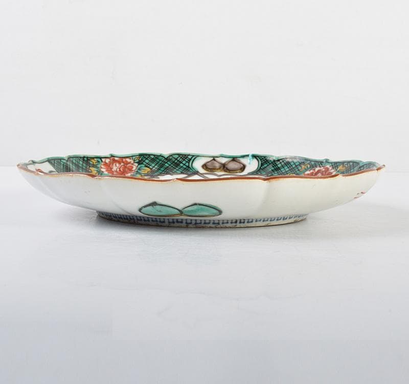 九谷焼　古九谷　色絵花鳥文　飾皿　M　R4619