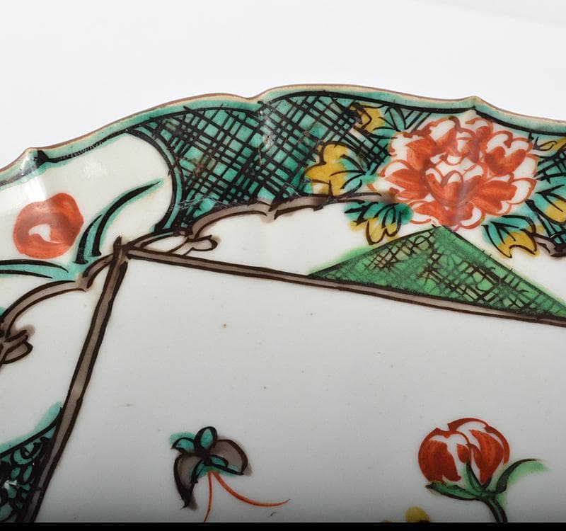 九谷焼　古九谷　色絵花鳥文　飾皿　M　R4619