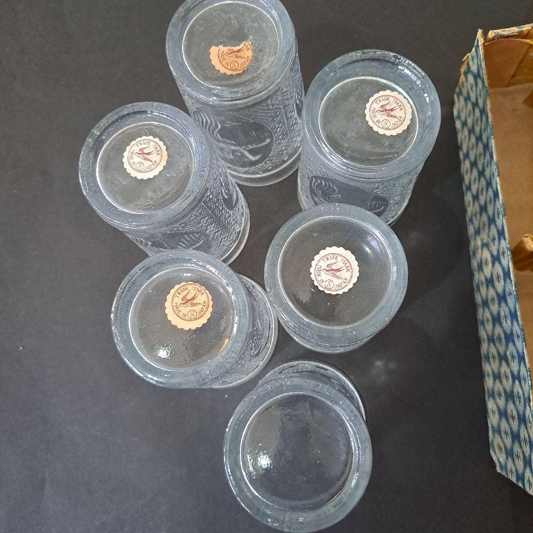 明治　東亜硝子製　THE BESTGLASS　　グラス　鳳凰文　六個　共箱