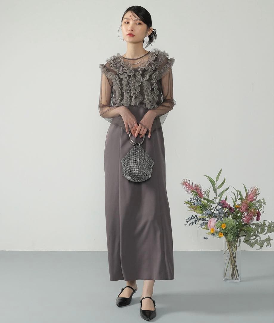 ＊美品＊ チュール ボリューム フリル ベスト シアー トップス ワンピース