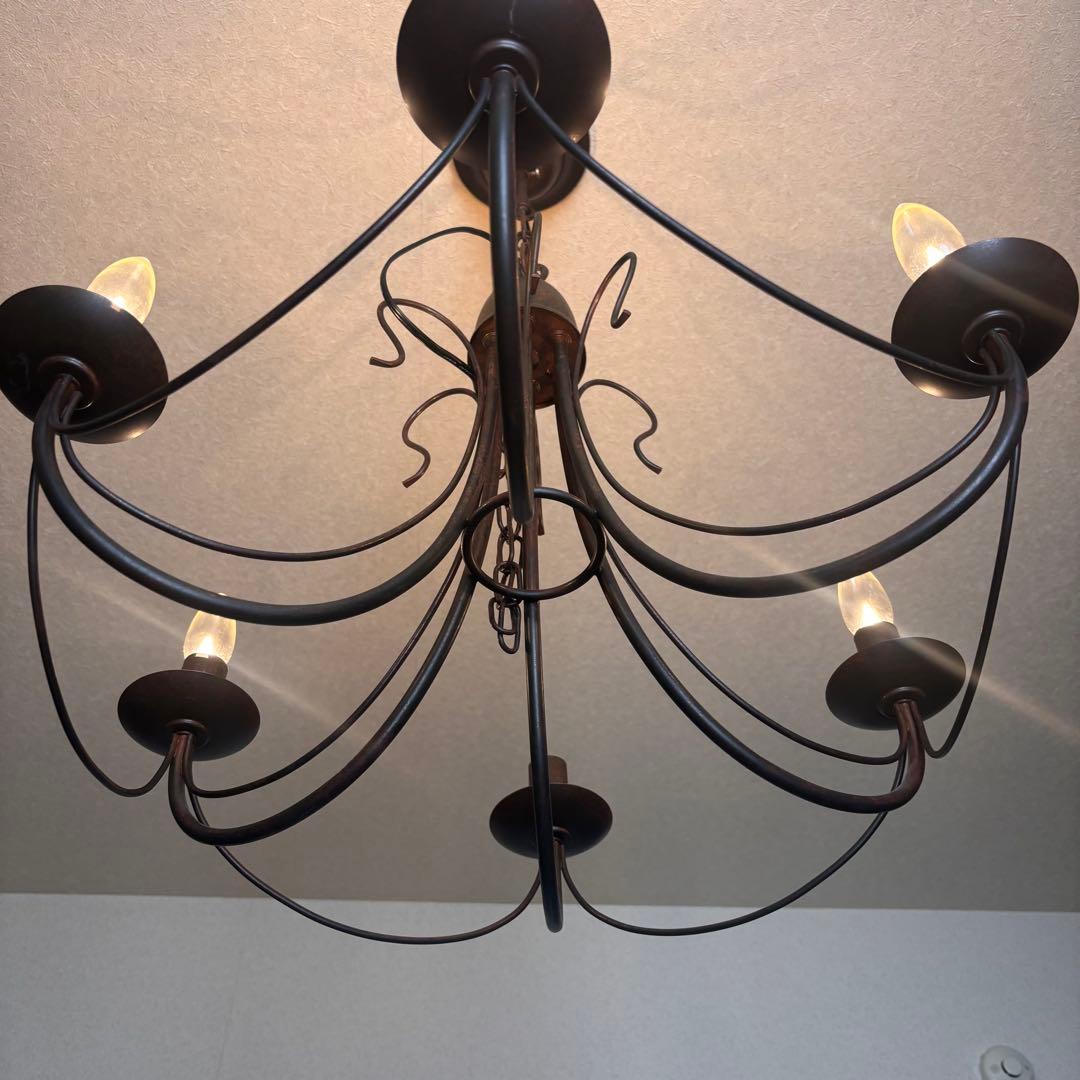 【アンティーク風】サビ加工　シャンデリア　東京インテリア関連　6灯