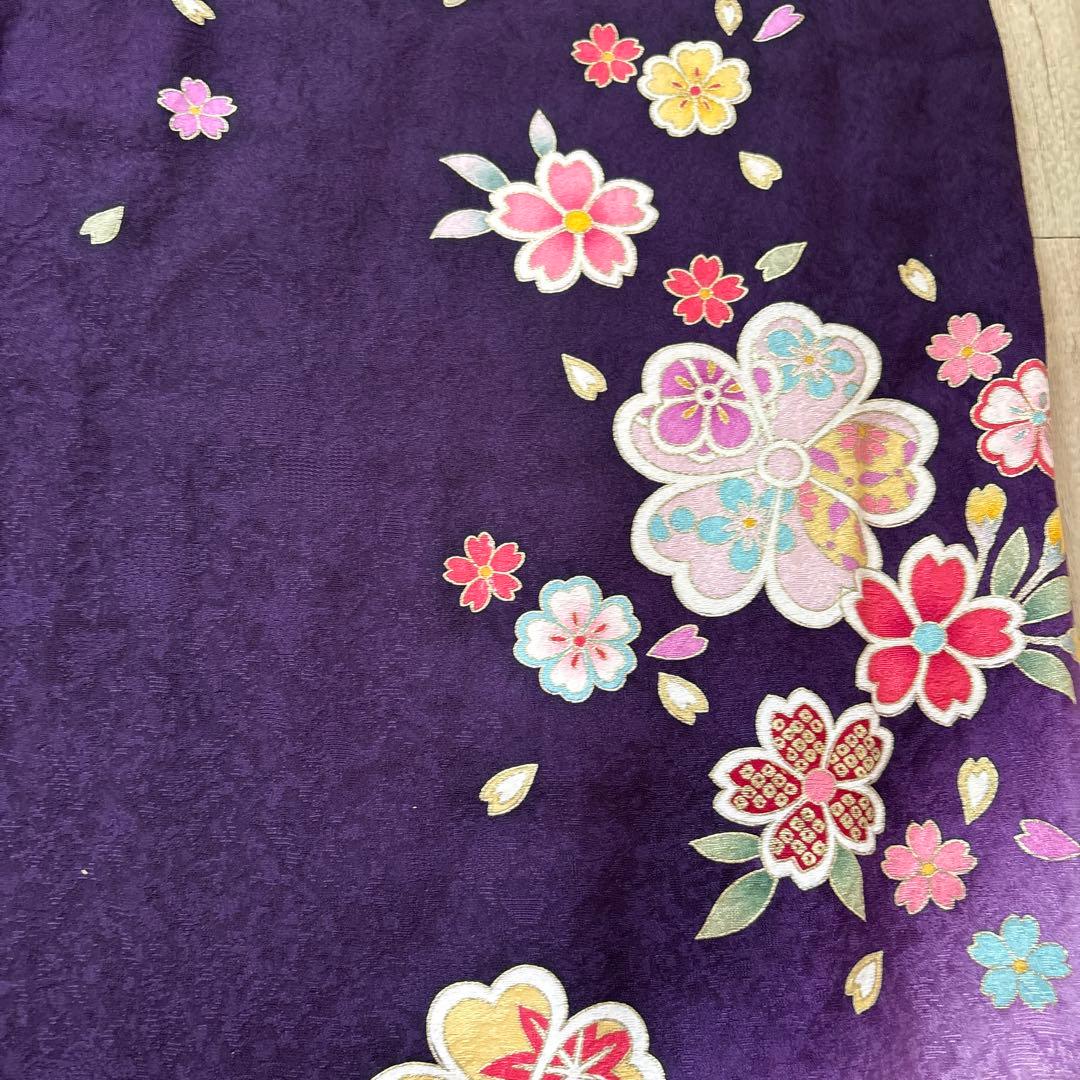 振袖 紫色 花柄 成人式用　3点セット