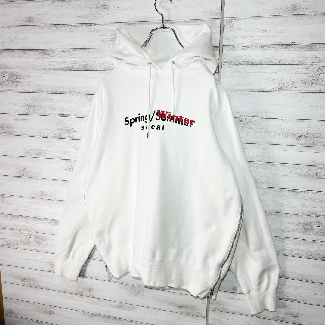 sacai サカイ　変形　サイドジップ パーカー M ホワイト