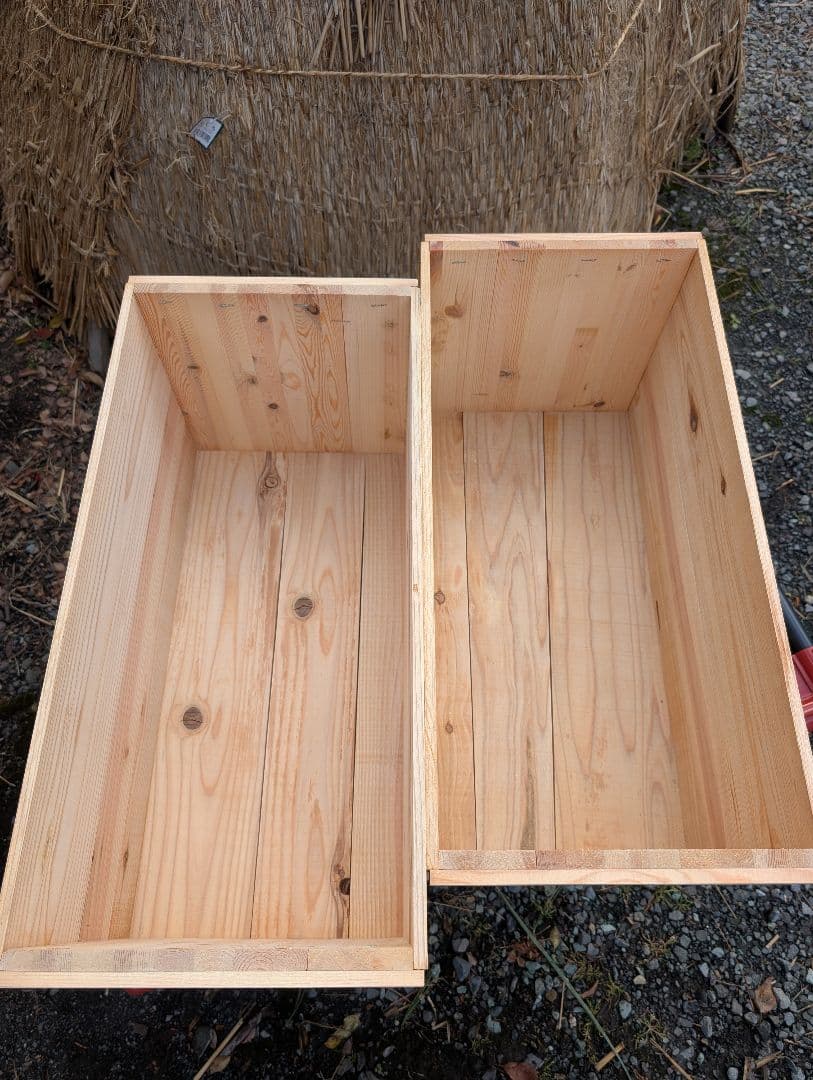 激安　りんご箱　蓋付き　取っ手付き　４箱組　杉材　天然素材　即納