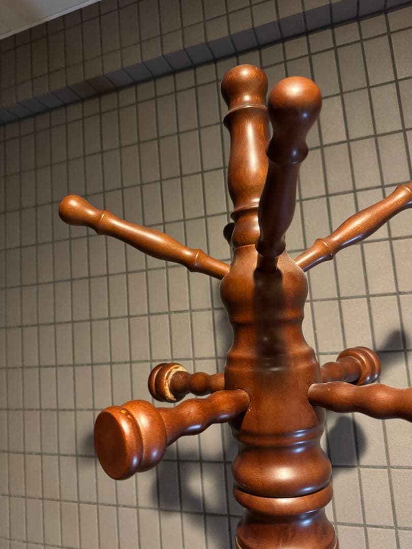 木製コート掛けスタンド ブラウン　ハンガーラック