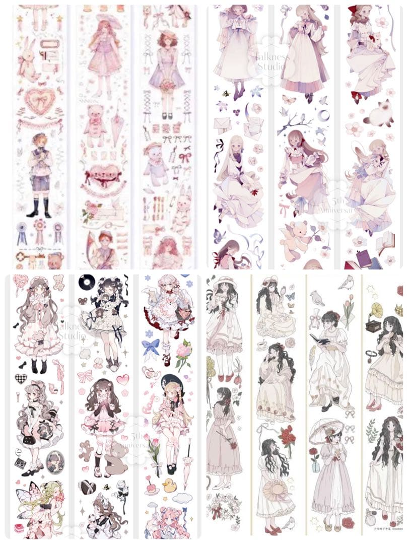 【アンティーク系 女の子】海外マステ 切り売り 22種大容量セット