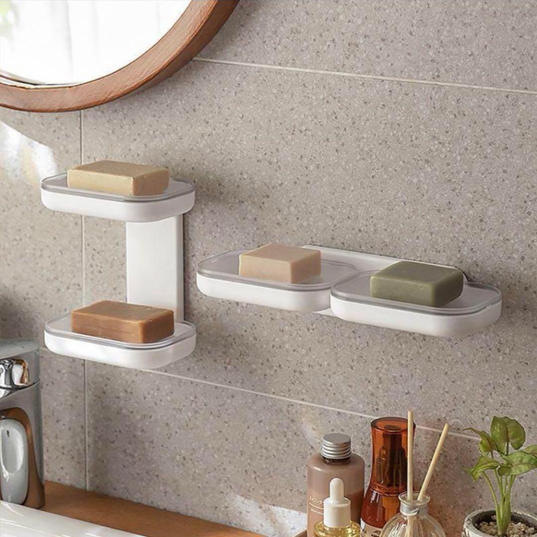 ソープディッシュ 石鹸皿 石鹸ホルダー 石鹸置き 2WAY 洗面所 浴室