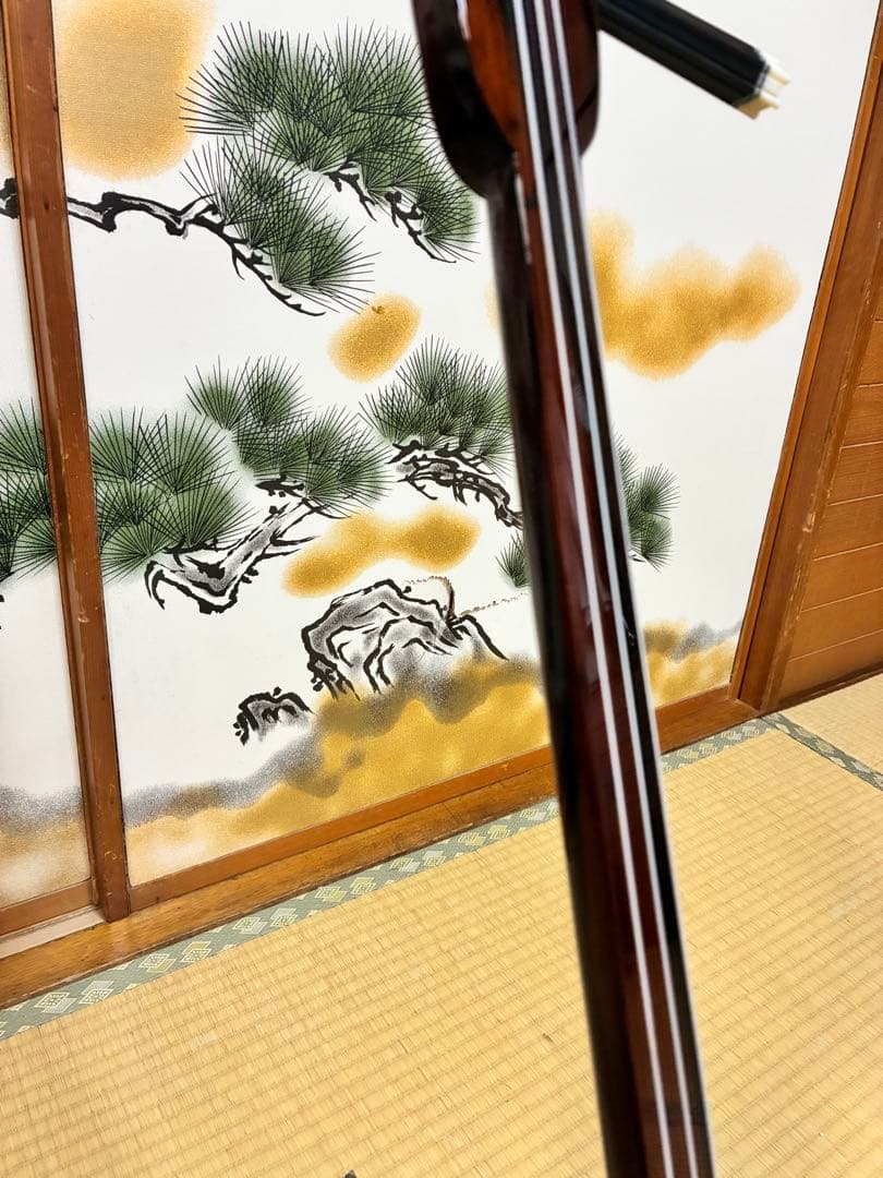 沖縄三線！黒木！上質黒檀！真壁型 ！本蛇皮　本張り【一枚張り】