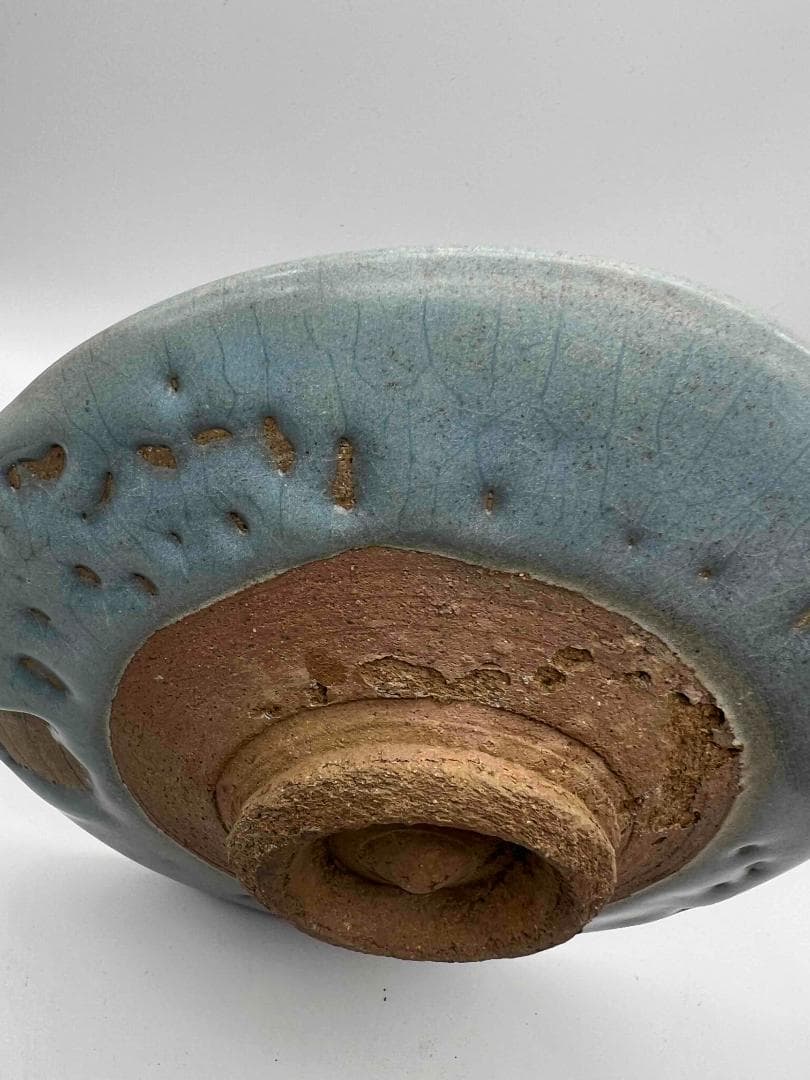 北宋時代　鈞窯　澱青釉飛紫紅斑盤　【旧家蔵出し】　窯変釉　辰砂皿(B-84)