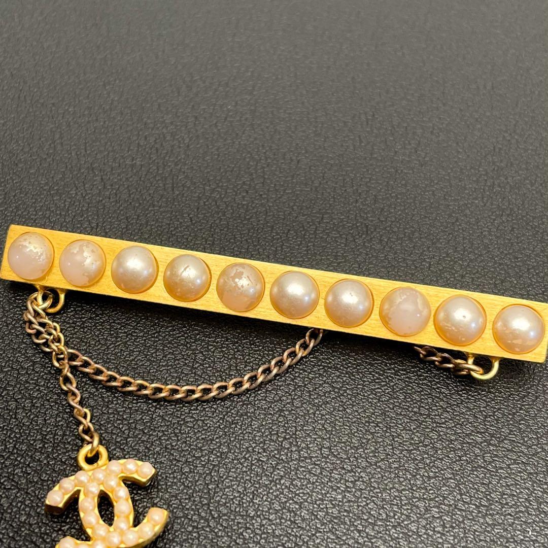 シャネル ココマーク フェイク パール ブローチ ゴールド コサージュ 01A