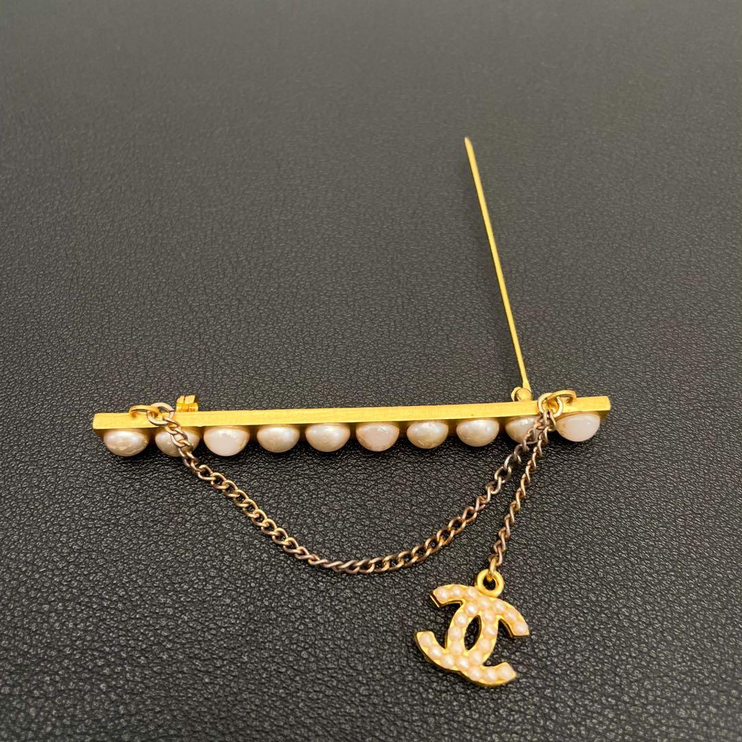 シャネル ココマーク フェイク パール ブローチ ゴールド コサージュ 01A