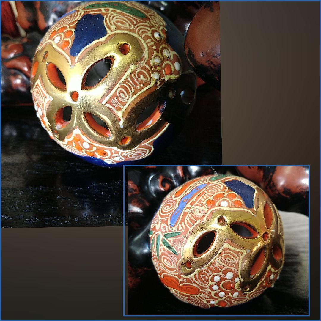 AE15 九谷焼 獅子 八幡窯 須栄義 剣獅子 玉乗り 赤獅子 縁起物 魔除