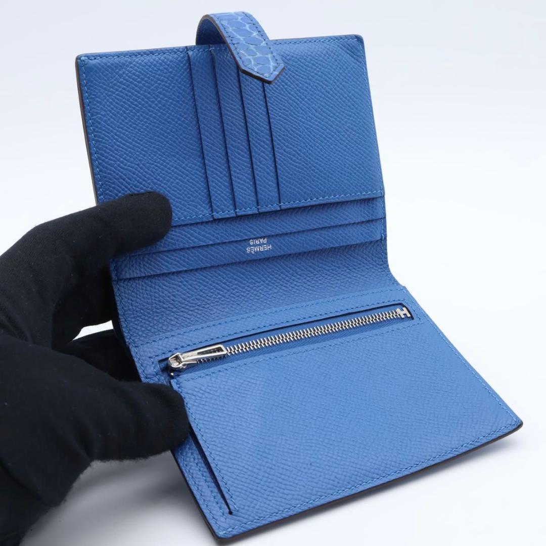 鑑定書付き【極美品】HERMES ベアンコンパクト　クロコ　二つ折り　エプソン